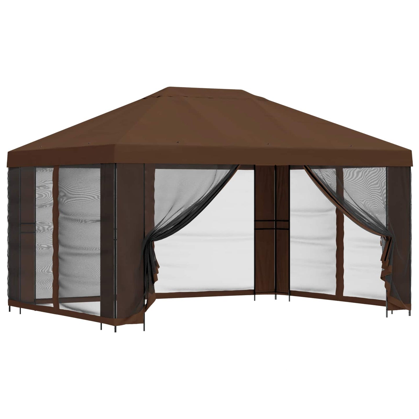 Gazebo da giardino con pareti laterali 4 × 3 m Marrone | homemem39