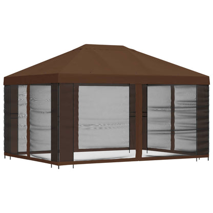 Gazebo da giardino con pareti laterali 4 × 3 m Marrone | homemem39