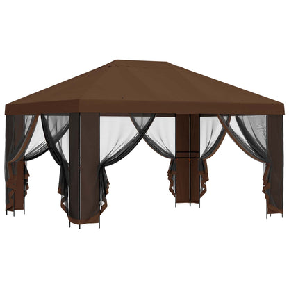 Gazebo da giardino con pareti laterali 4 × 3 m Marrone | homemem39