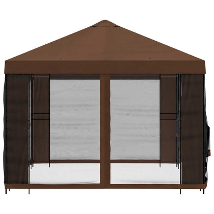 Gazebo da giardino con pareti laterali 4 × 3 m Marrone | homemem39