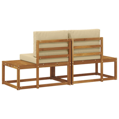 Divano da Esterno con cuscino 2 Pezzo Naturale e Beige | homemem39