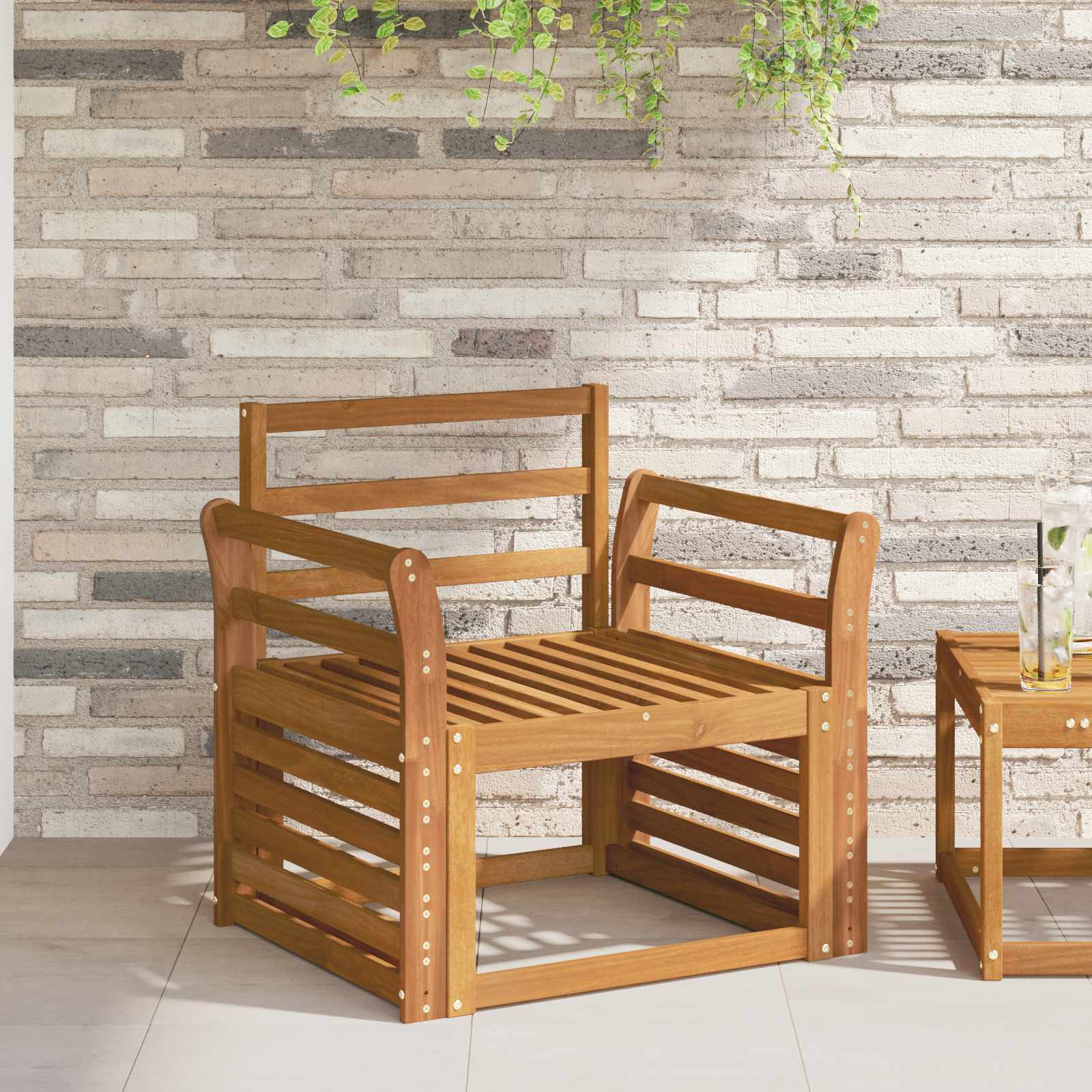 Bracciolo 2 pcs Naturale 58,5 x 8 x 60 cm | homemem39