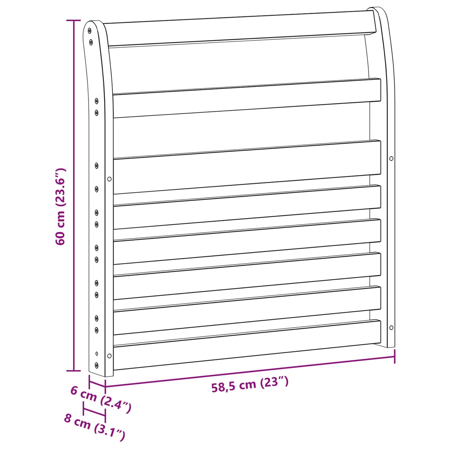 Bracciolo 2 pcs Naturale 58,5 x 8 x 60 cm | homemem39