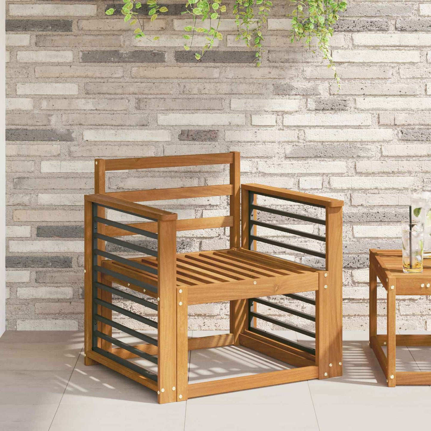 Bracciolo 2 pcs Naturale 60 x 6 x 61 cm | homemem39