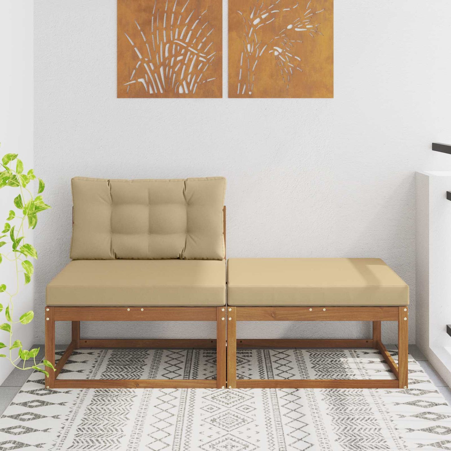 Unità Divano Sezionale con cuscino 2 Pezzo Naturale | homemem39