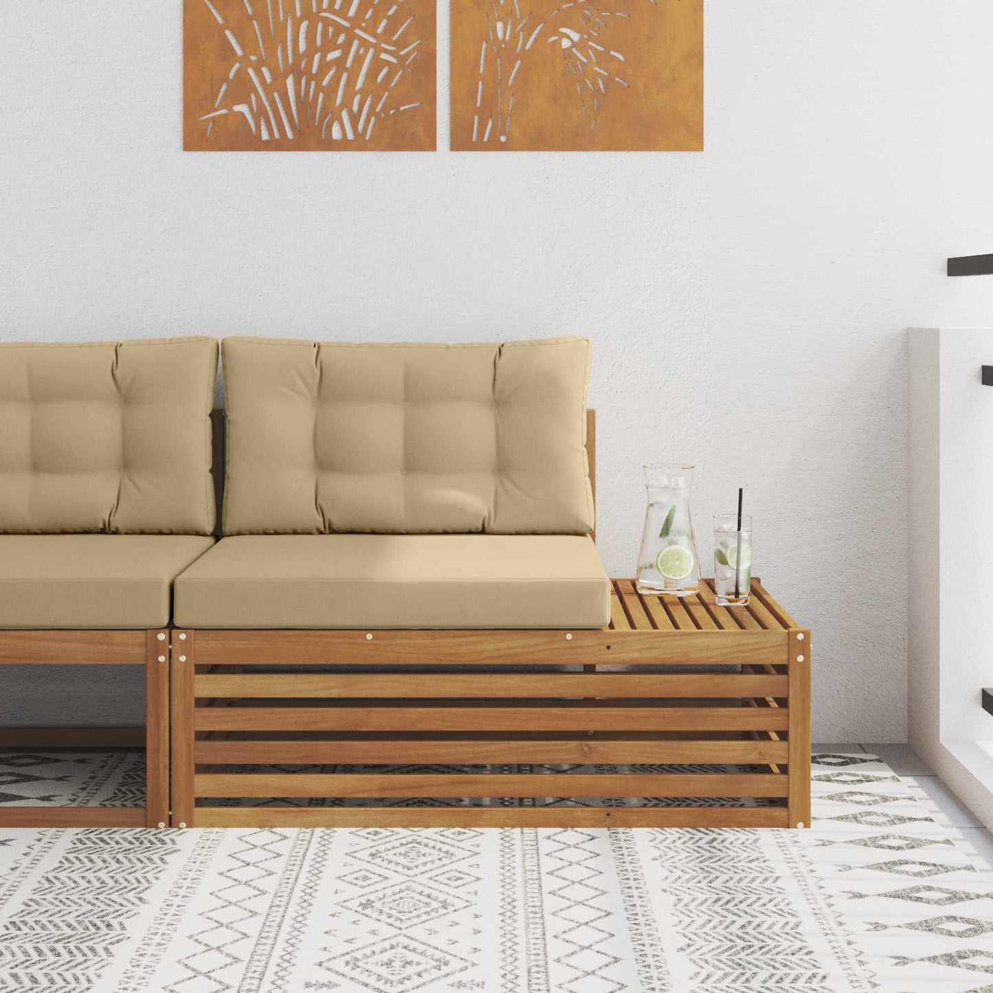 Divano Esterno Finale 3 Pezzo Naturale e Beige 115 x 83 x 73 cm