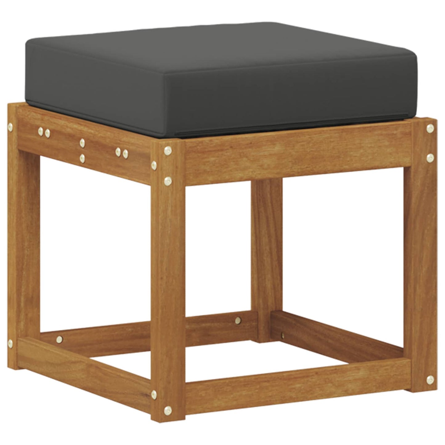 Panca Sgabello con cuscino Naturale e Antracite 43 x 43 x 37 cm | homemem39