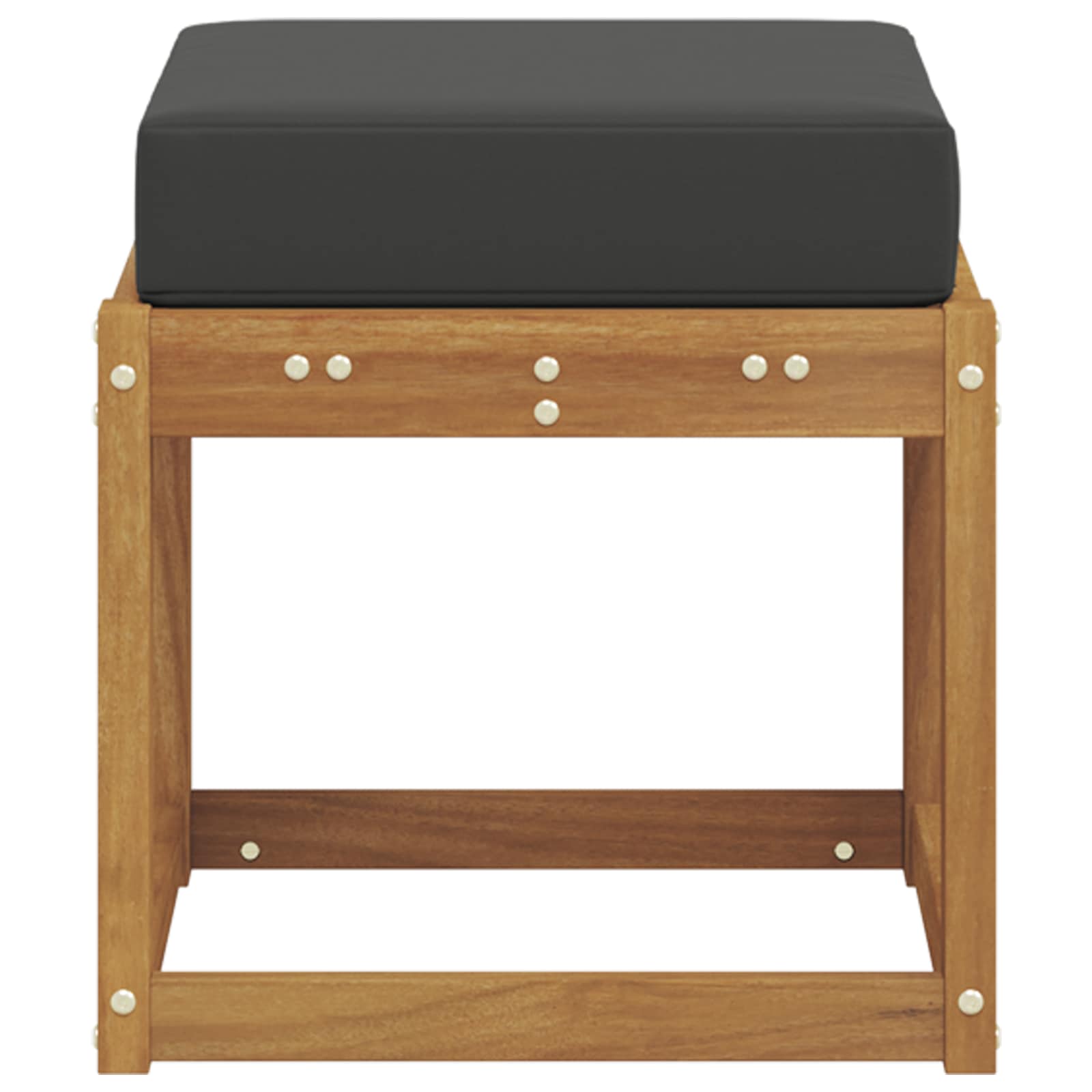Panca Sgabello con cuscino Naturale e Antracite 43 x 43 x 37 cm | homemem39