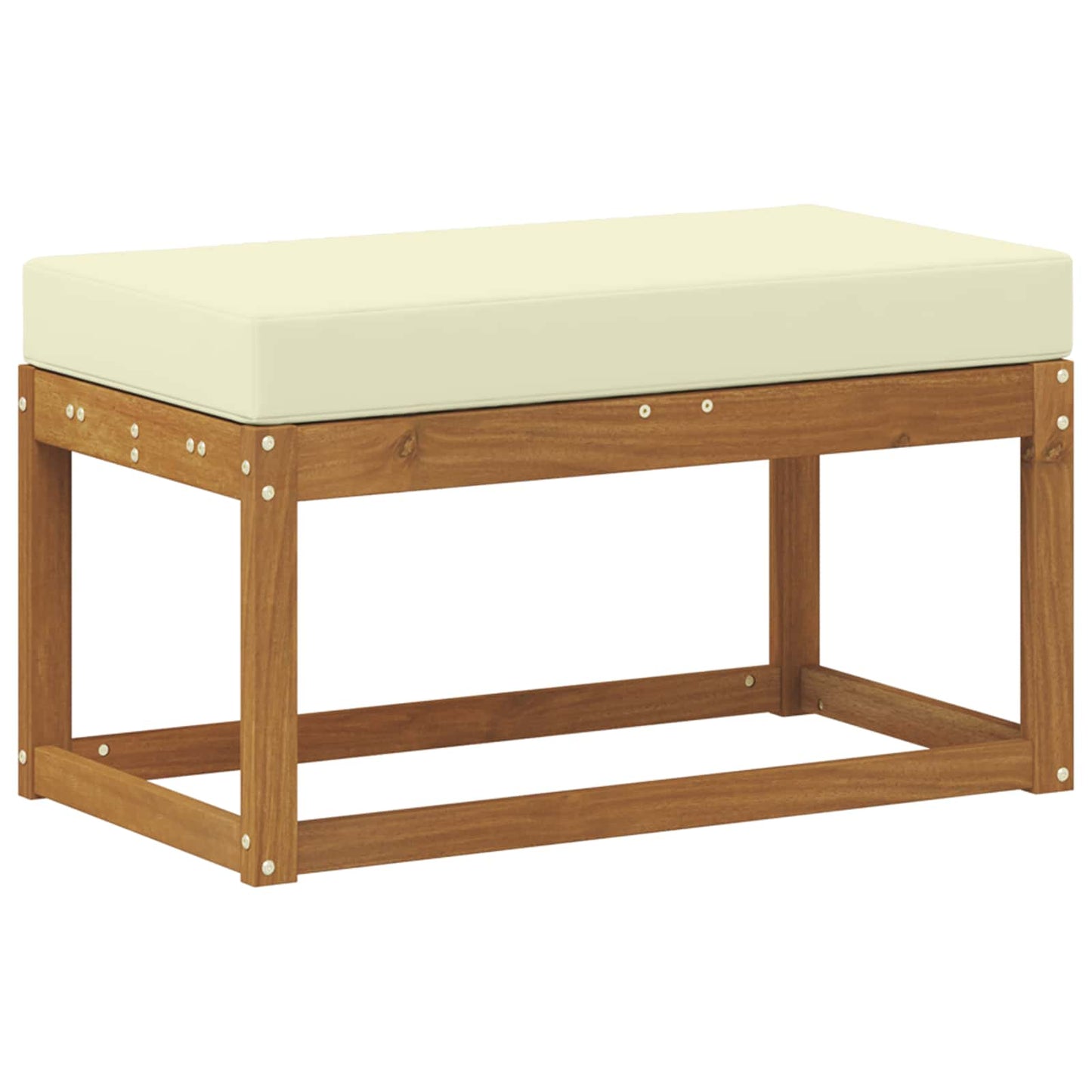 Panca da giardino con cuscino Naturale e Crema 79 x 43 x 37 cm | homemem39