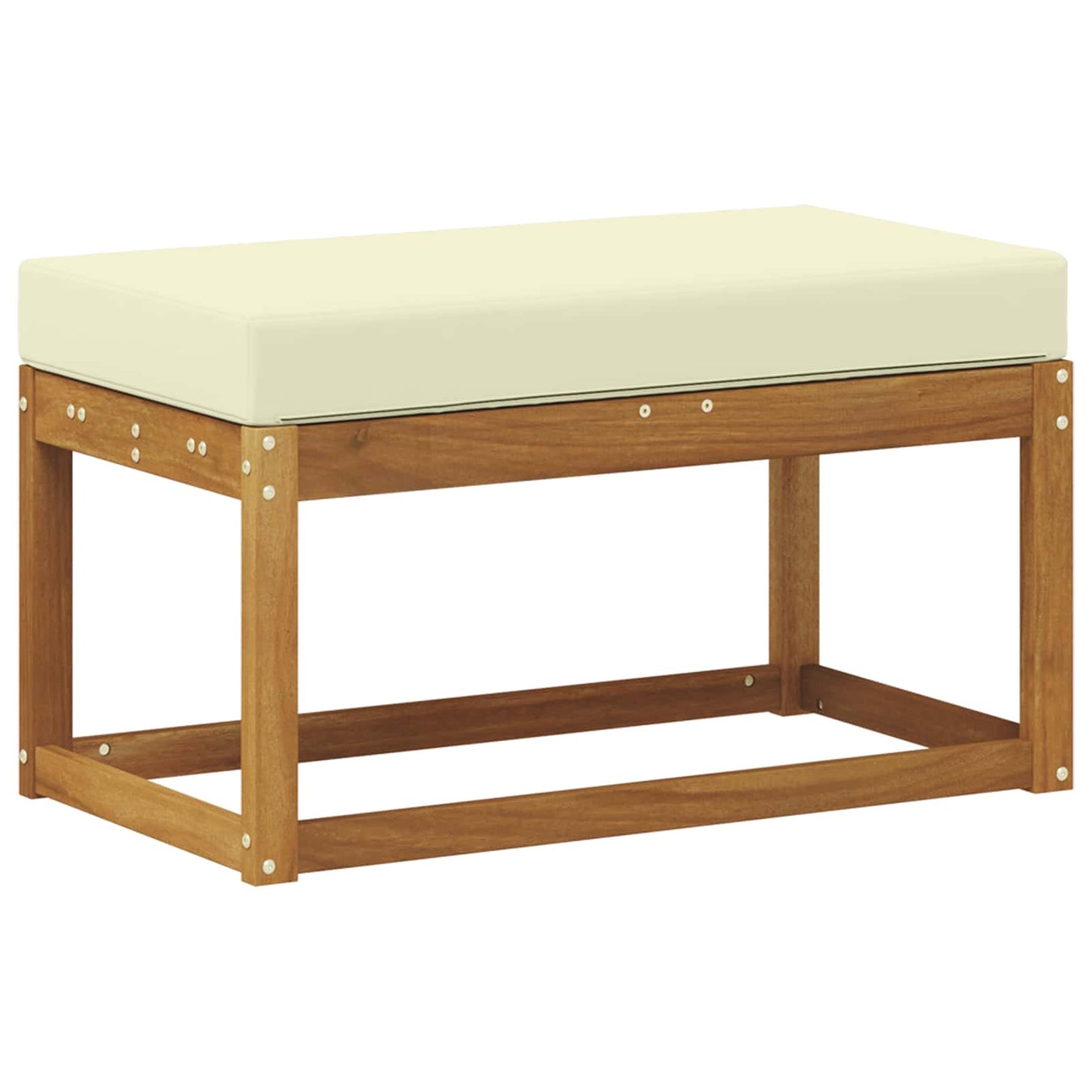 Panca da giardino con cuscino Naturale e Crema 79 x 43 x 37 cm | homemem39