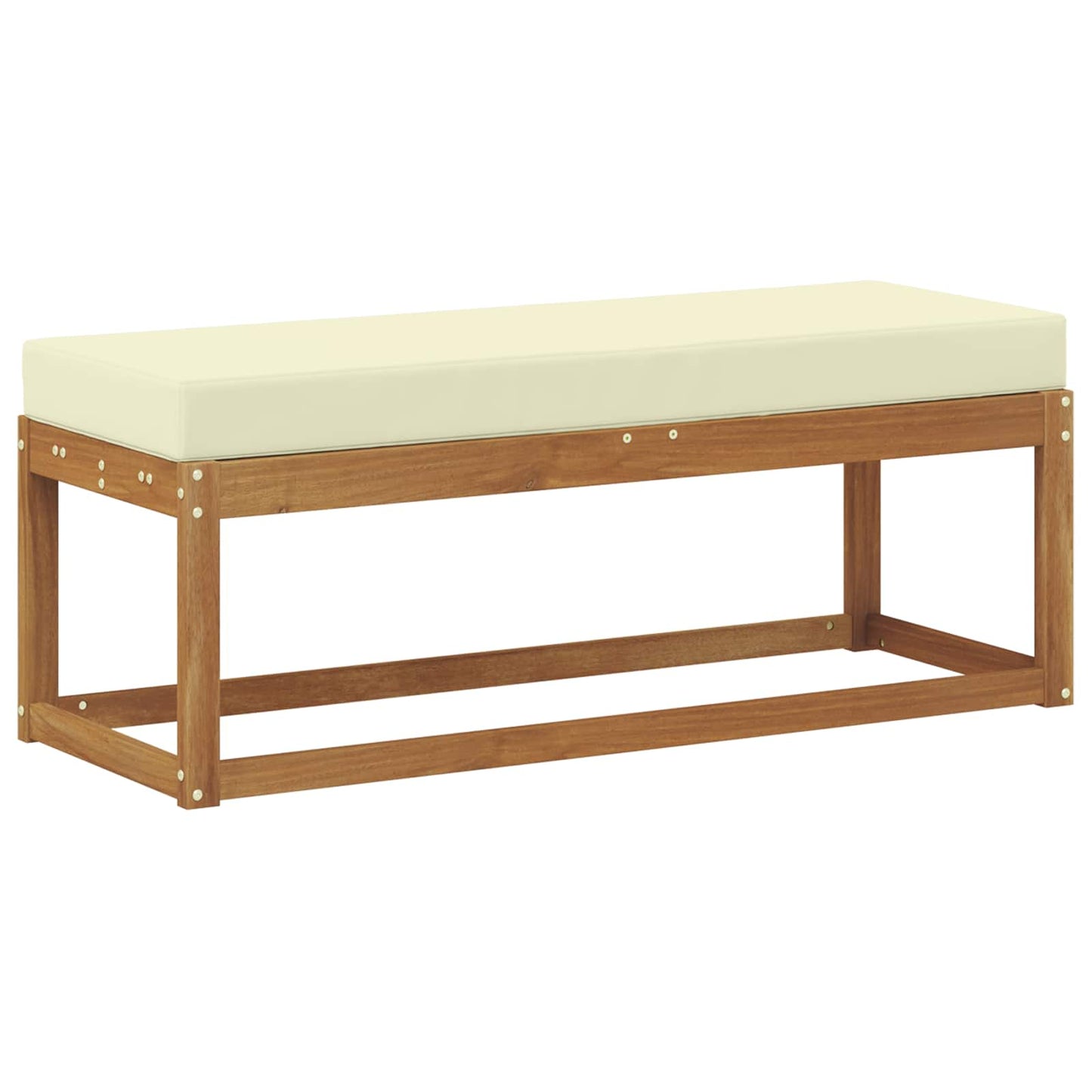 Panca da giardino con cuscino Naturale e Crema 115 x 43 x 45 cm | homemem39