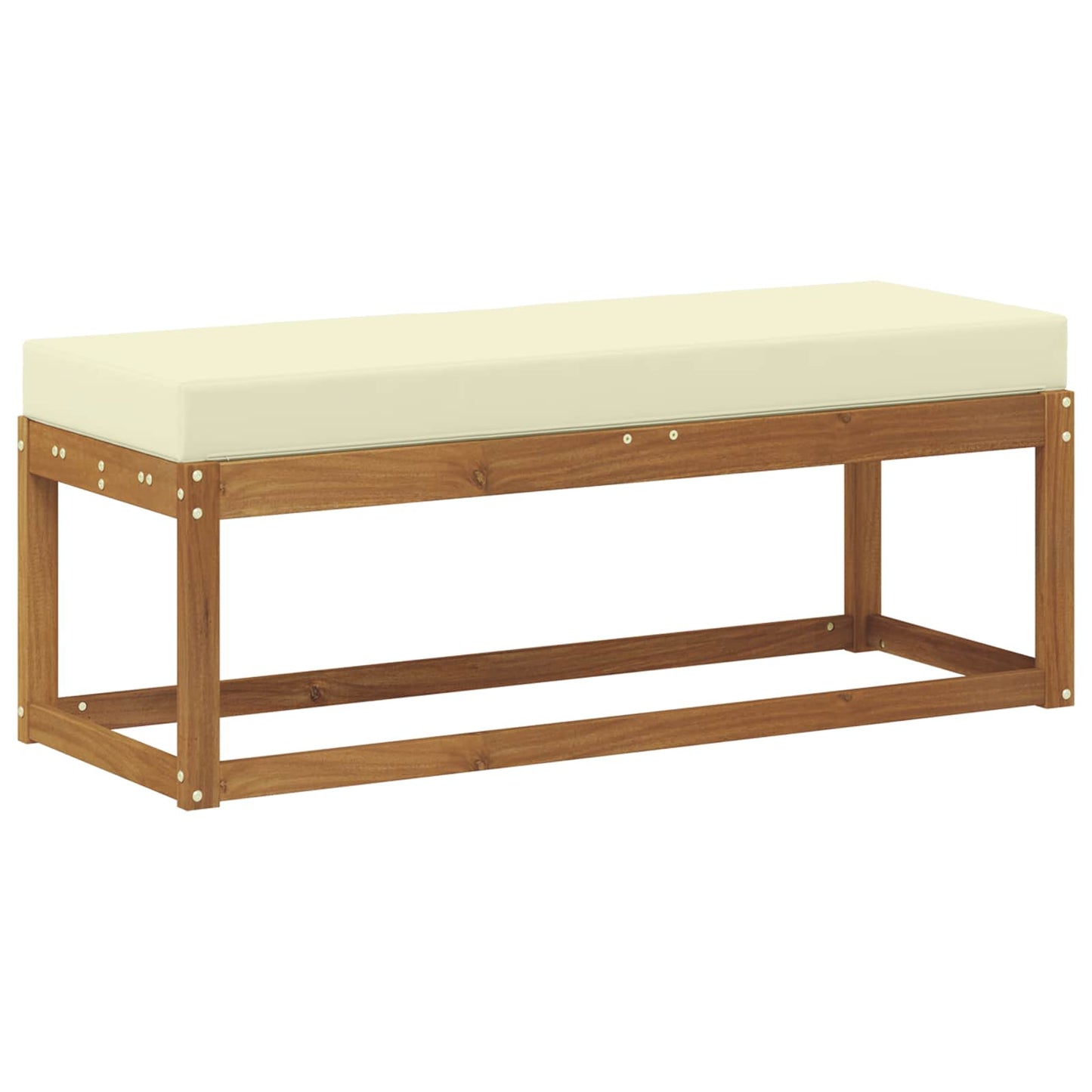 Panca da giardino con cuscino Naturale e Crema 115 x 43 x 45 cm | homemem39