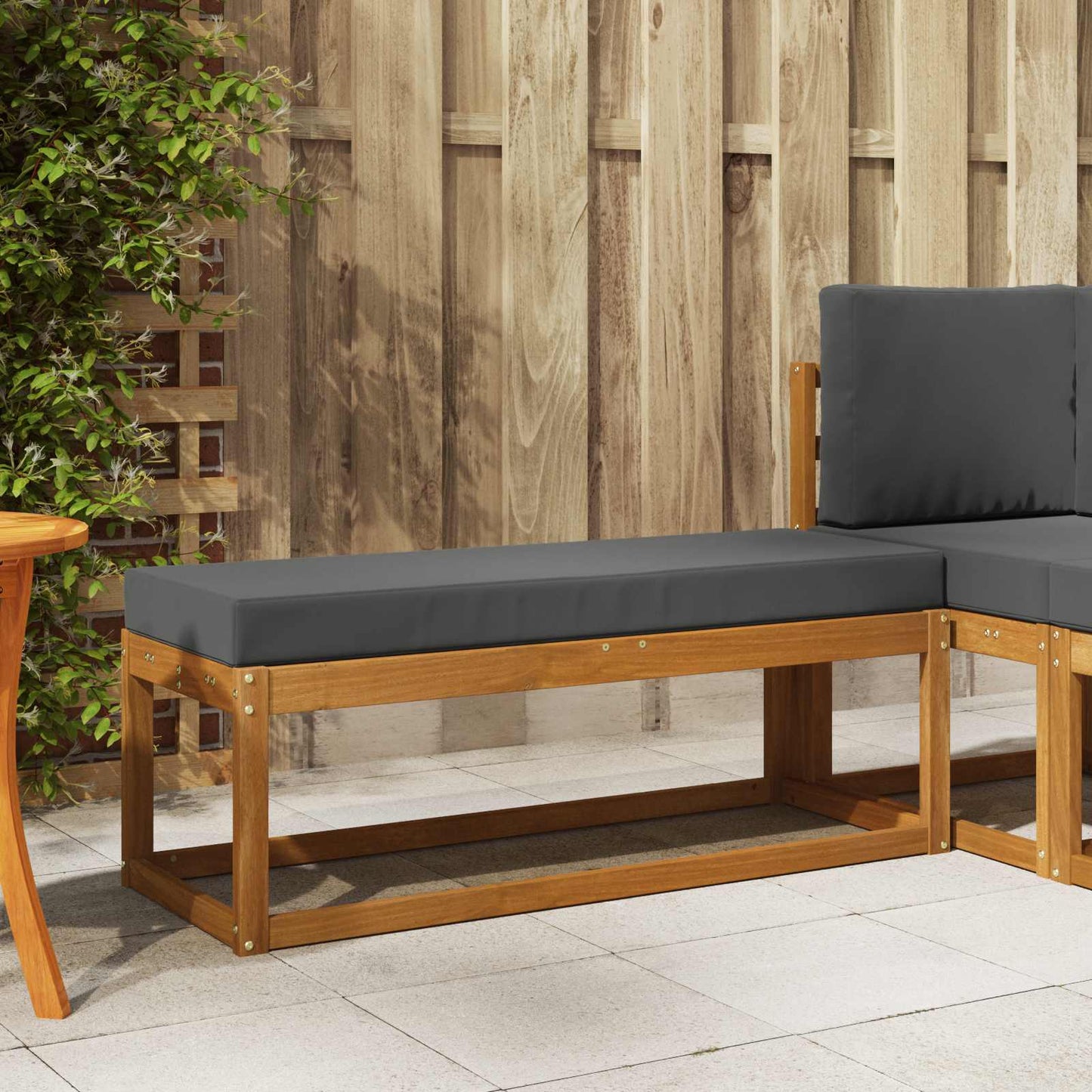 Panca da giardino Naturale e Antracite 115 x 43 x 45 cm | homemem39