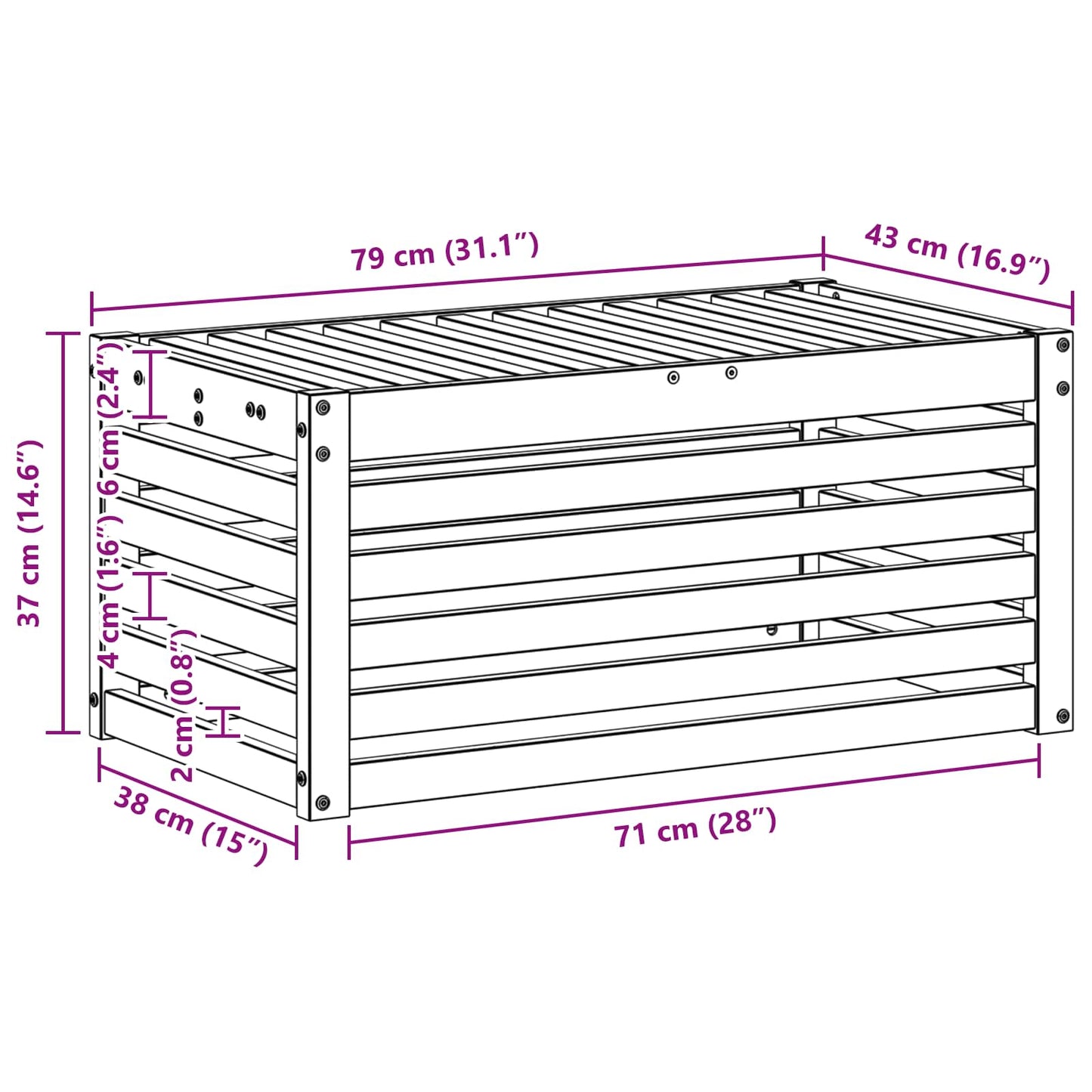 Panca da esterno Naturale 79 x 43 x 37 cm | homemem39