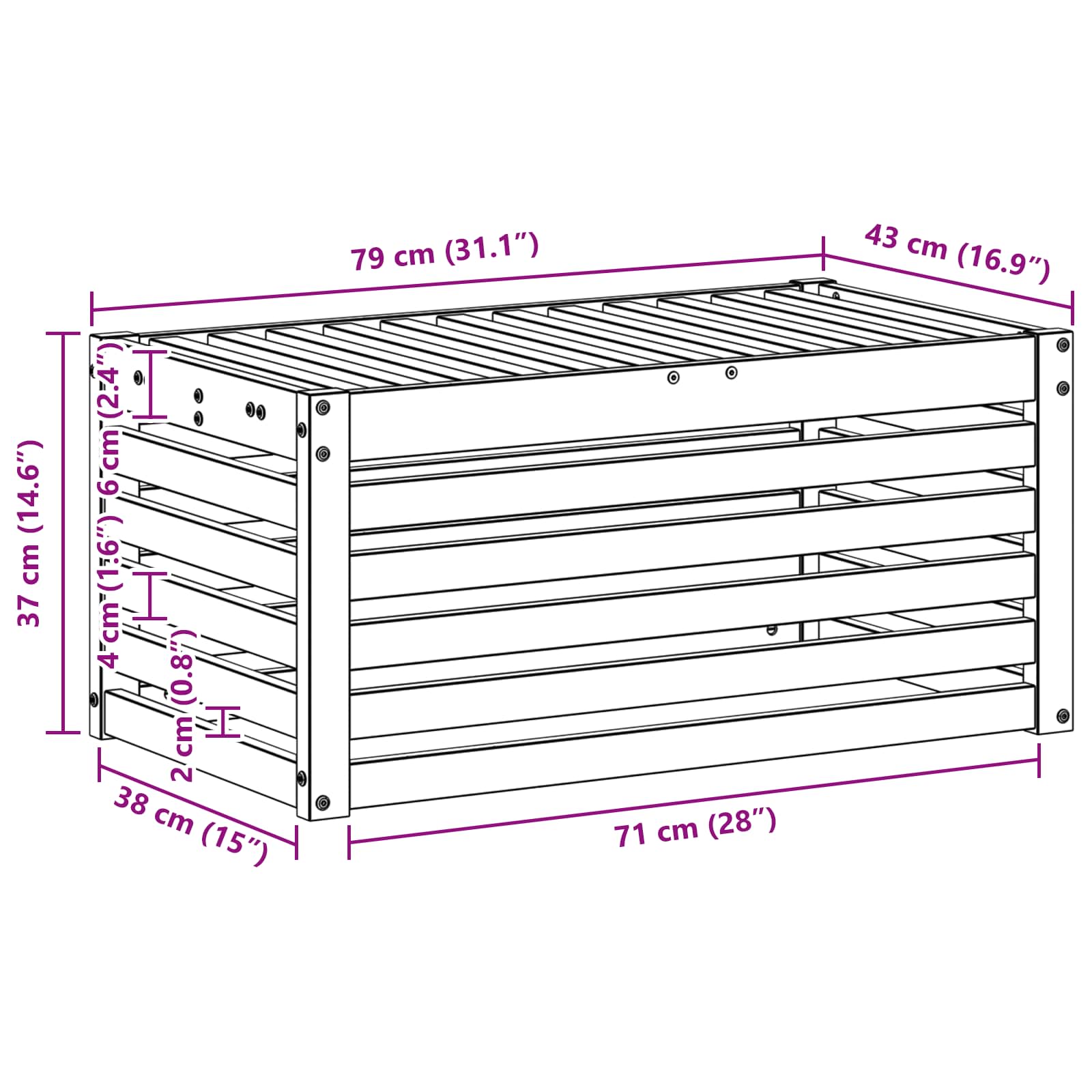 Panca da esterno Naturale 79 x 43 x 37 cm | homemem39