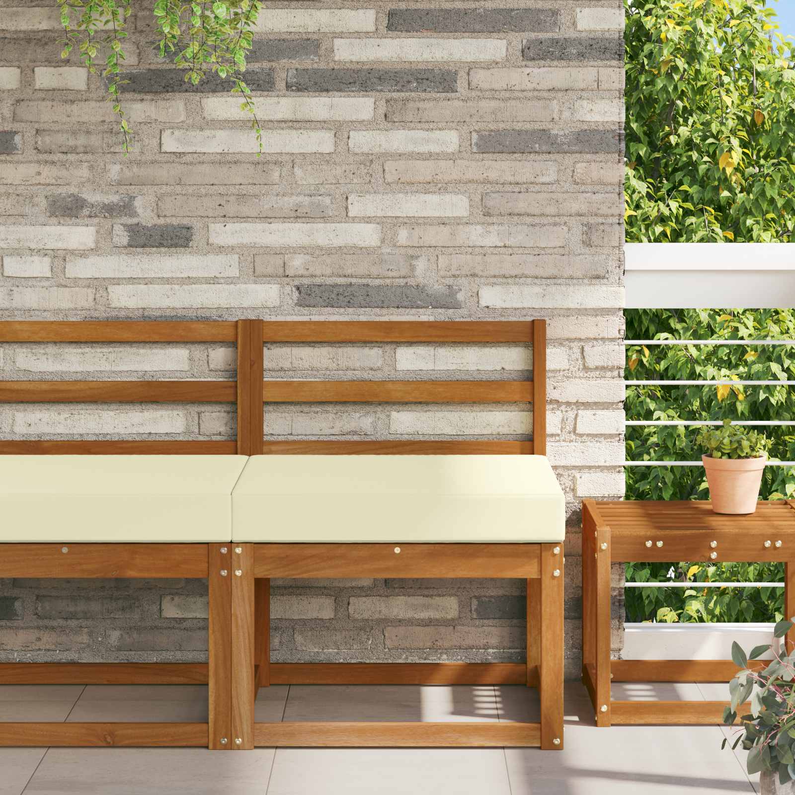 Cuscino per divano da esterno Crema 60 x 60 x 8 cm Poliestere | homemem39