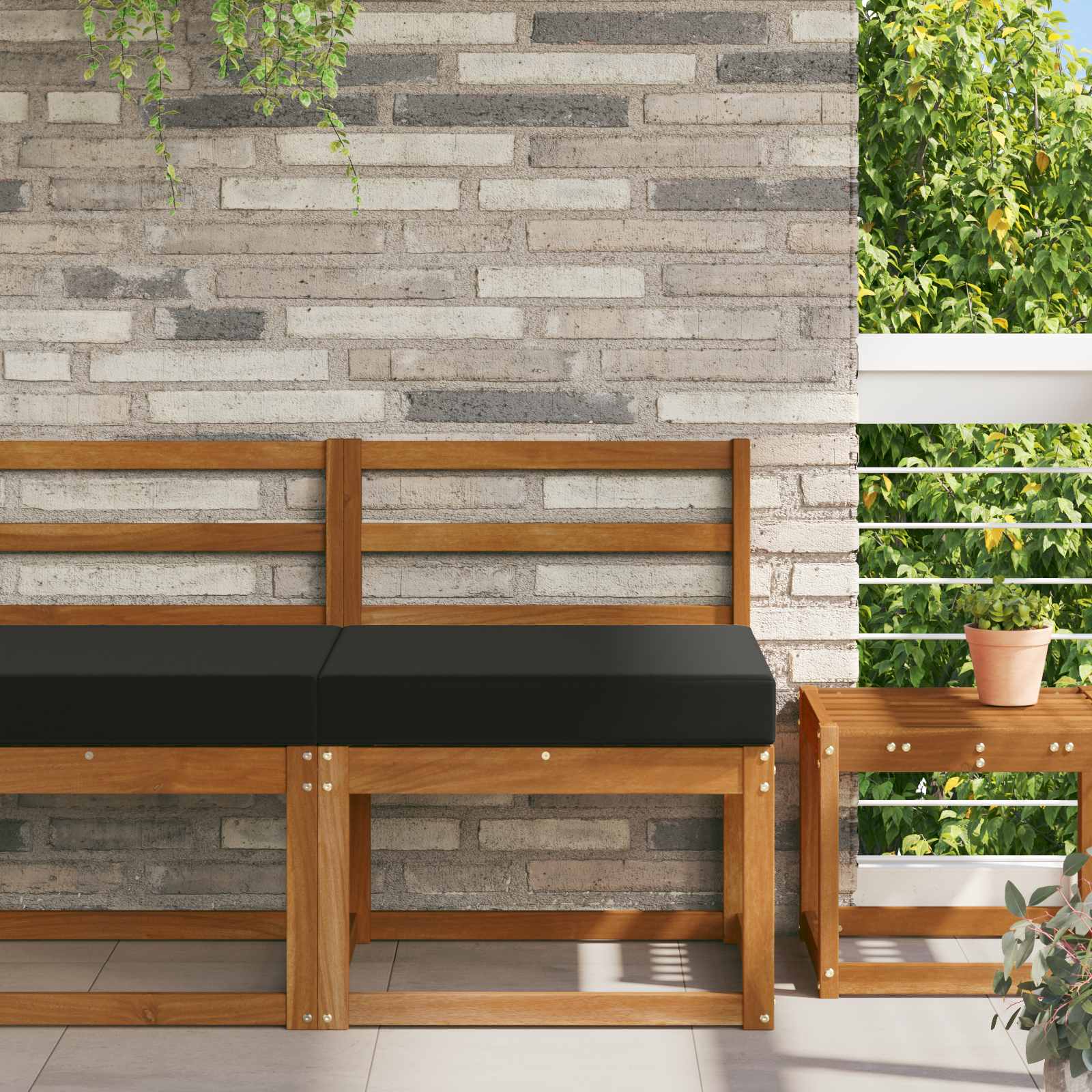 Cuscino per divano da esterno Nero 60 x 60 x 8 cm Poliestere | homemem39