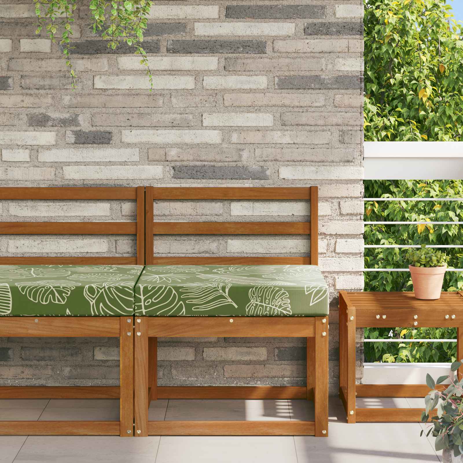 Cuscino per divano da esterno Design a foglia 60 x 60 x 8 cm | homemem39