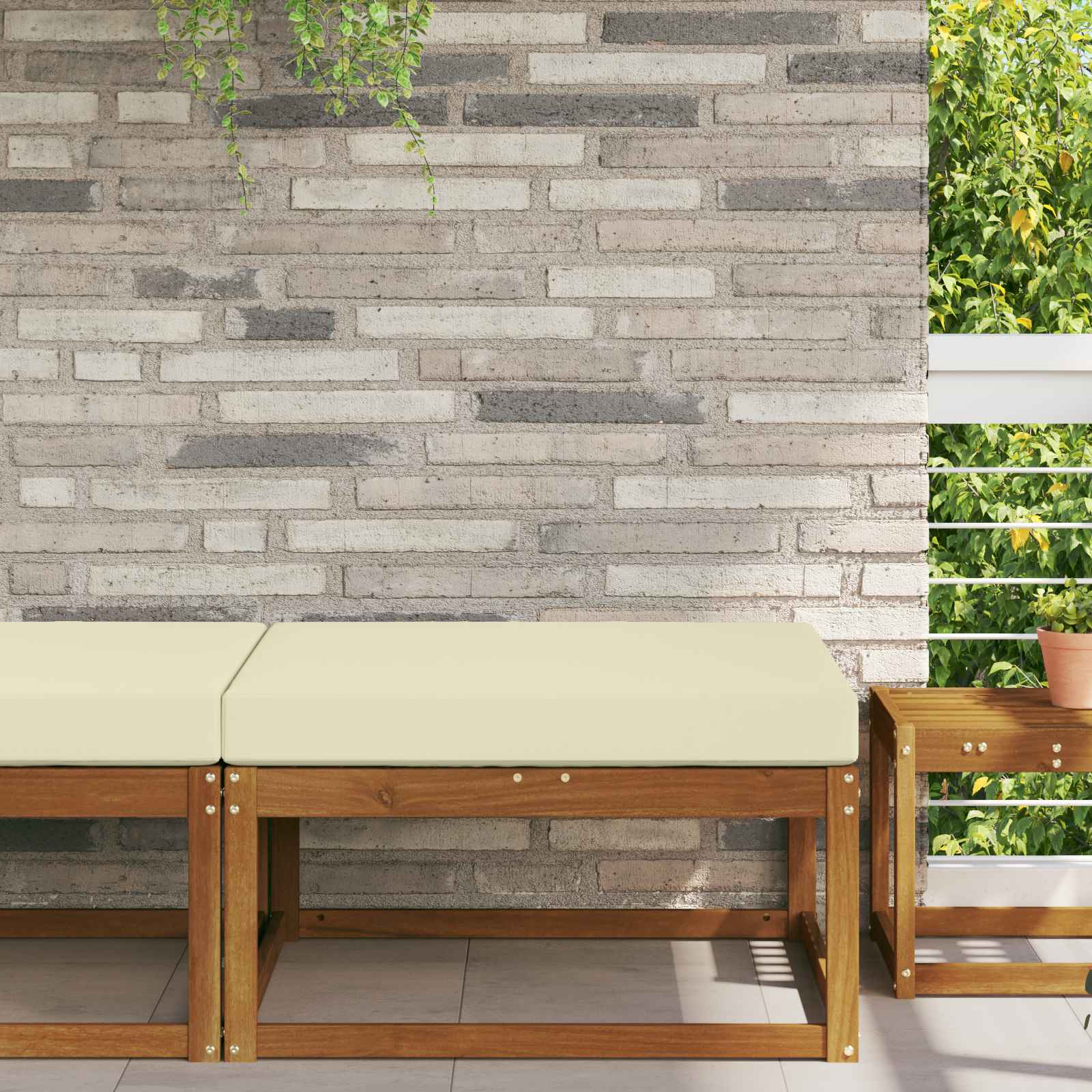 Cuscino per divano da esterno Crema 80 x 80 x 8 cm Poliestere | homemem39