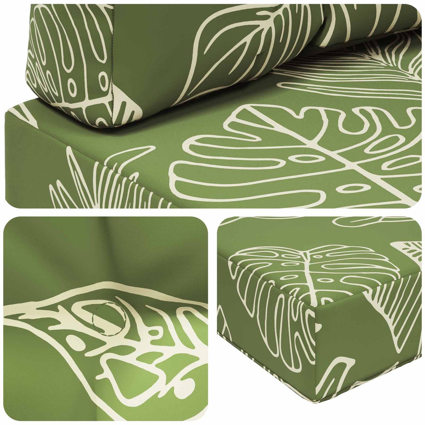 Cuscino per divano da esterno 3 pcs Design a foglia Poliestere | homemem39