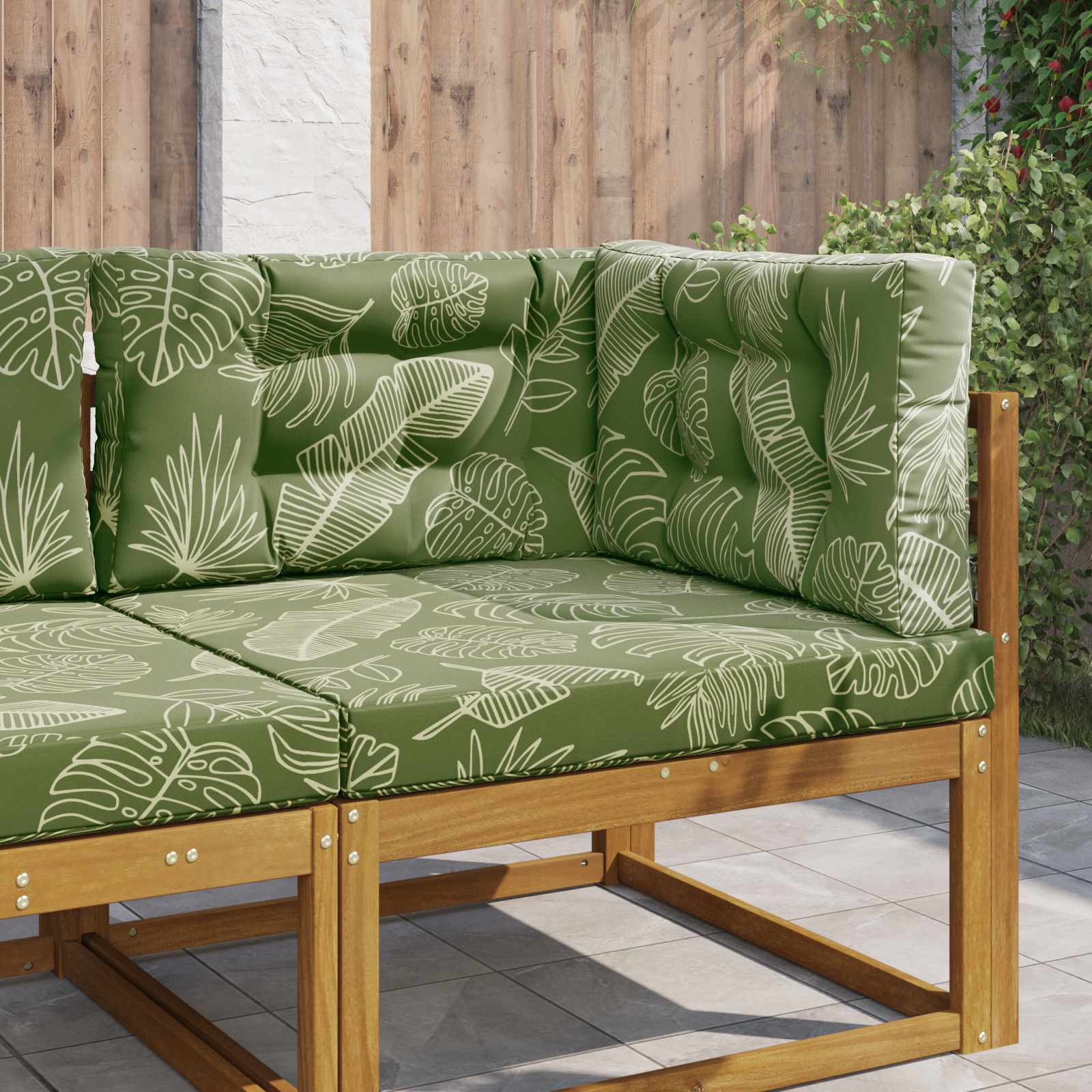 Cuscino per divano da esterno 3 pcs Design a foglia Poliestere | homemem39