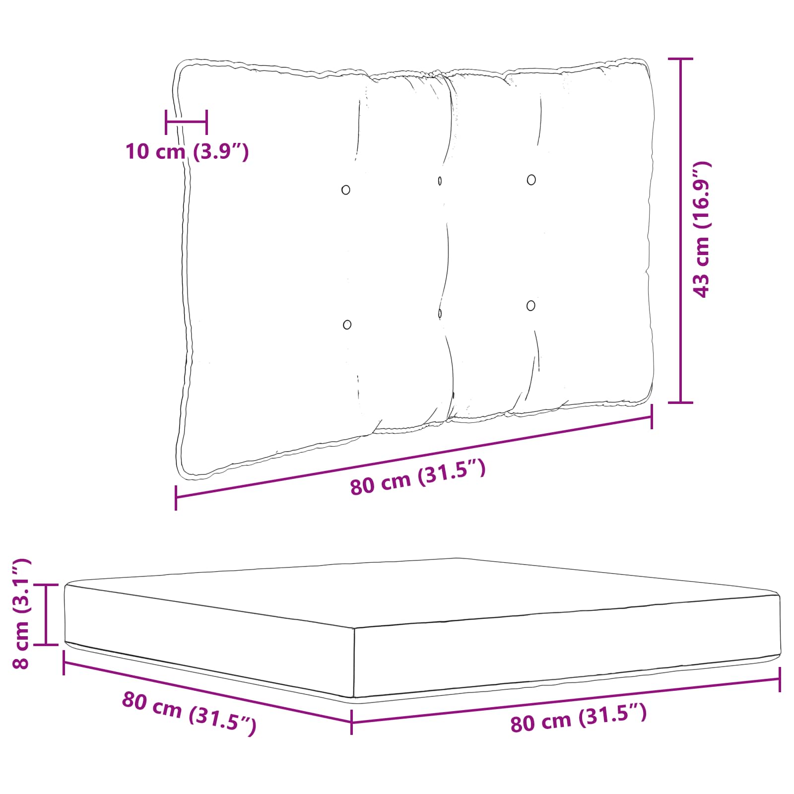 Cuscino per divano da esterno Poliestere Rosa 80 x 43 x 10 cm | homemem39