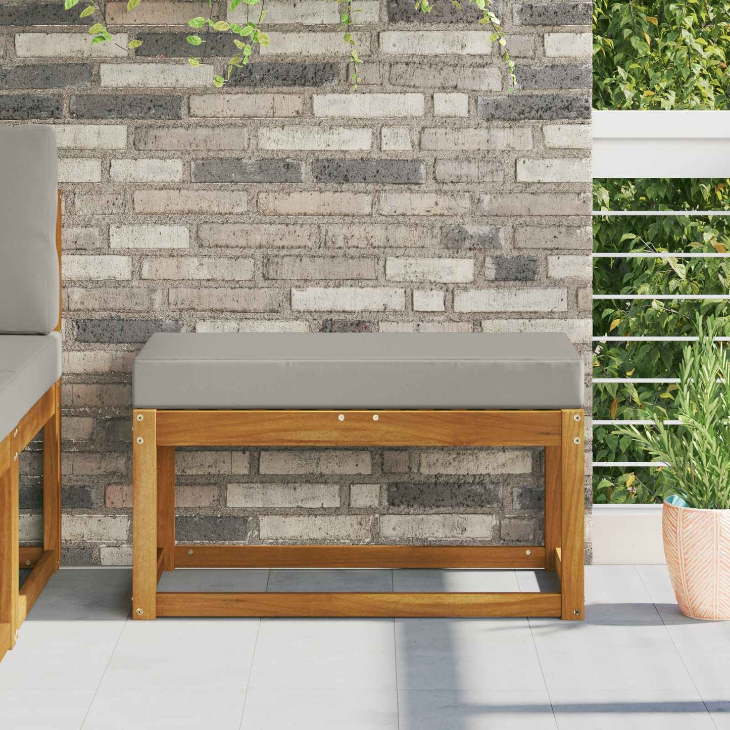 Cuscino da Sedia Esterno Grigio 80 x 40 x 8 cm 100% Poliestere