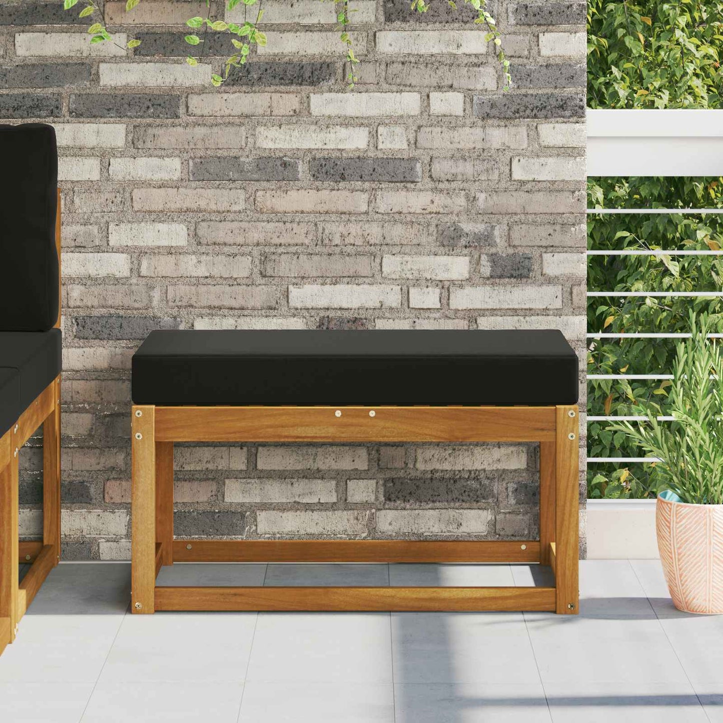 Cuscino da Sedia Esterno Nero 80 x 40 x 8 cm 100% Poliestere
