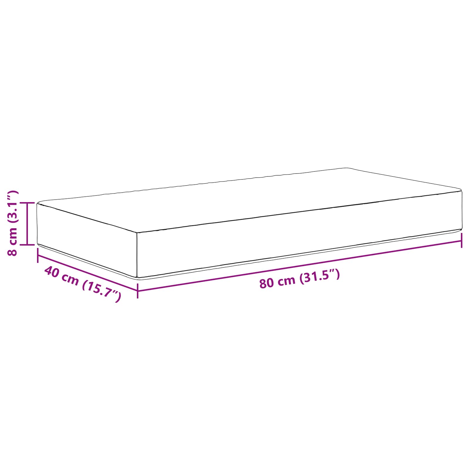 Cuscino da Sedia Esterno Rosso vino 80 x 40 x 8 cm | homemem39
