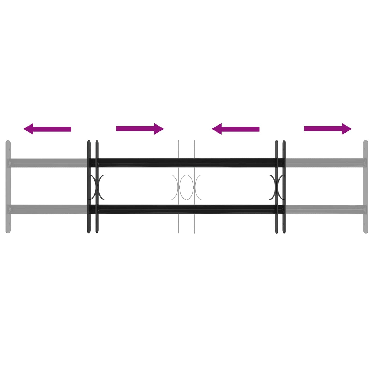 Griglia Finestra Nero 115 x 30 cm Acciaio verniciato a polvere