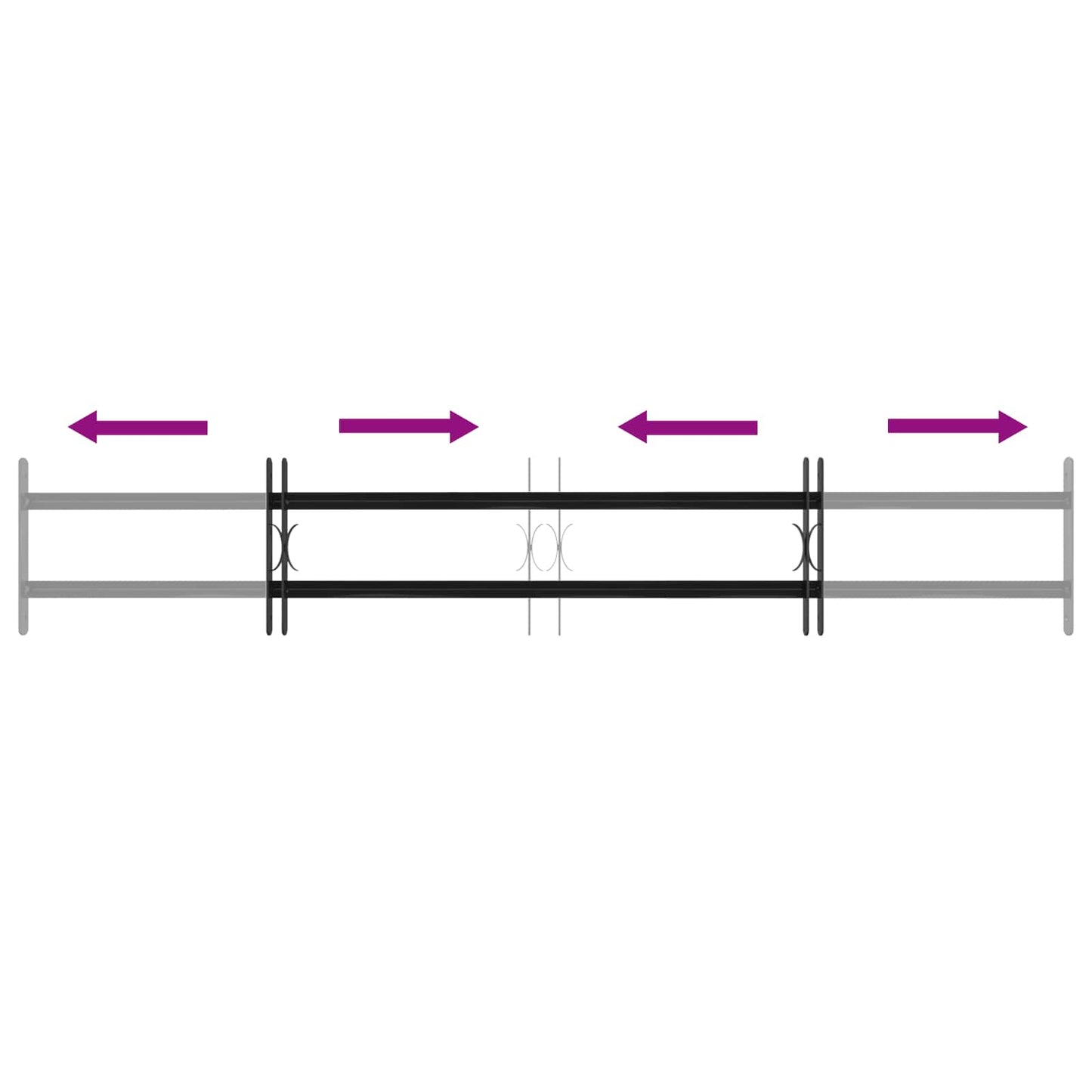 Griglia Finestra Nero 176 x 30 cm Acciaio verniciato a polvere
