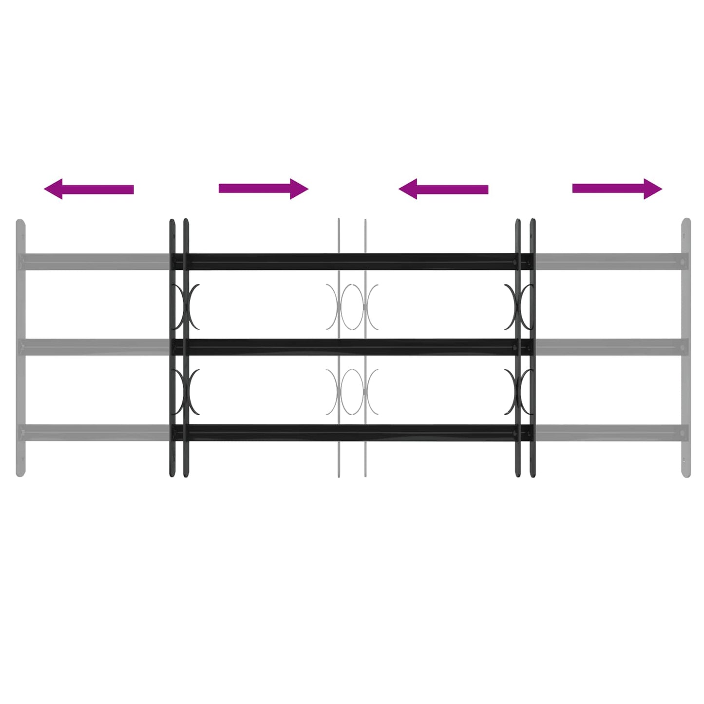 Griglia Finestra Nero 116 x 45 cm Acciaio verniciato a polvere