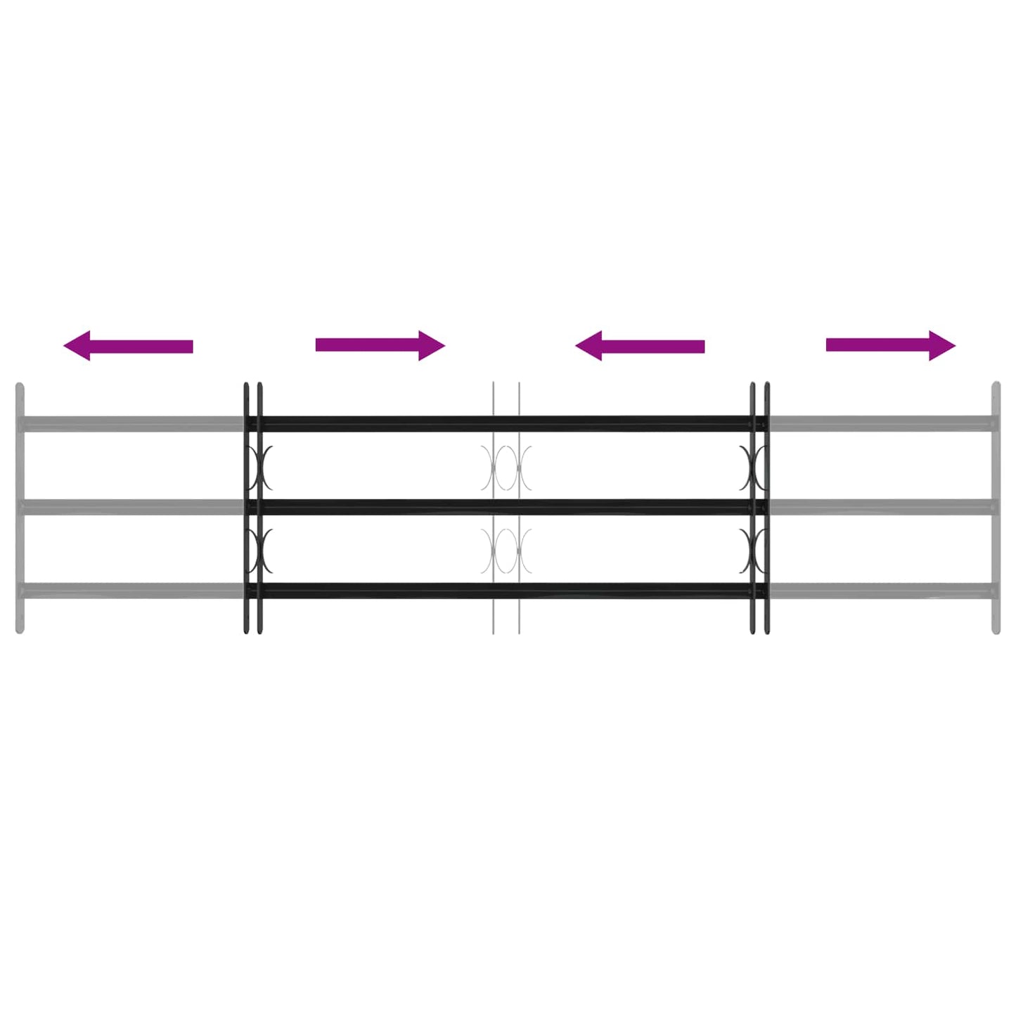 Griglia Finestra Nero 174 x 45 cm Acciaio verniciato a polvere