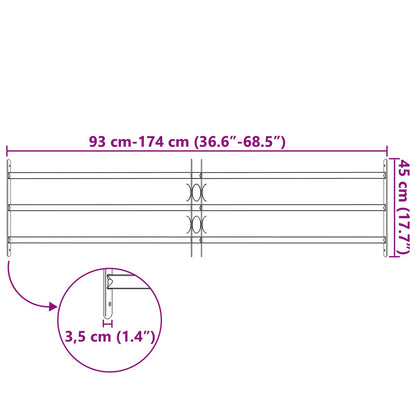 Griglia Finestra Nero 174 x 45 cm Acciaio verniciato a polvere