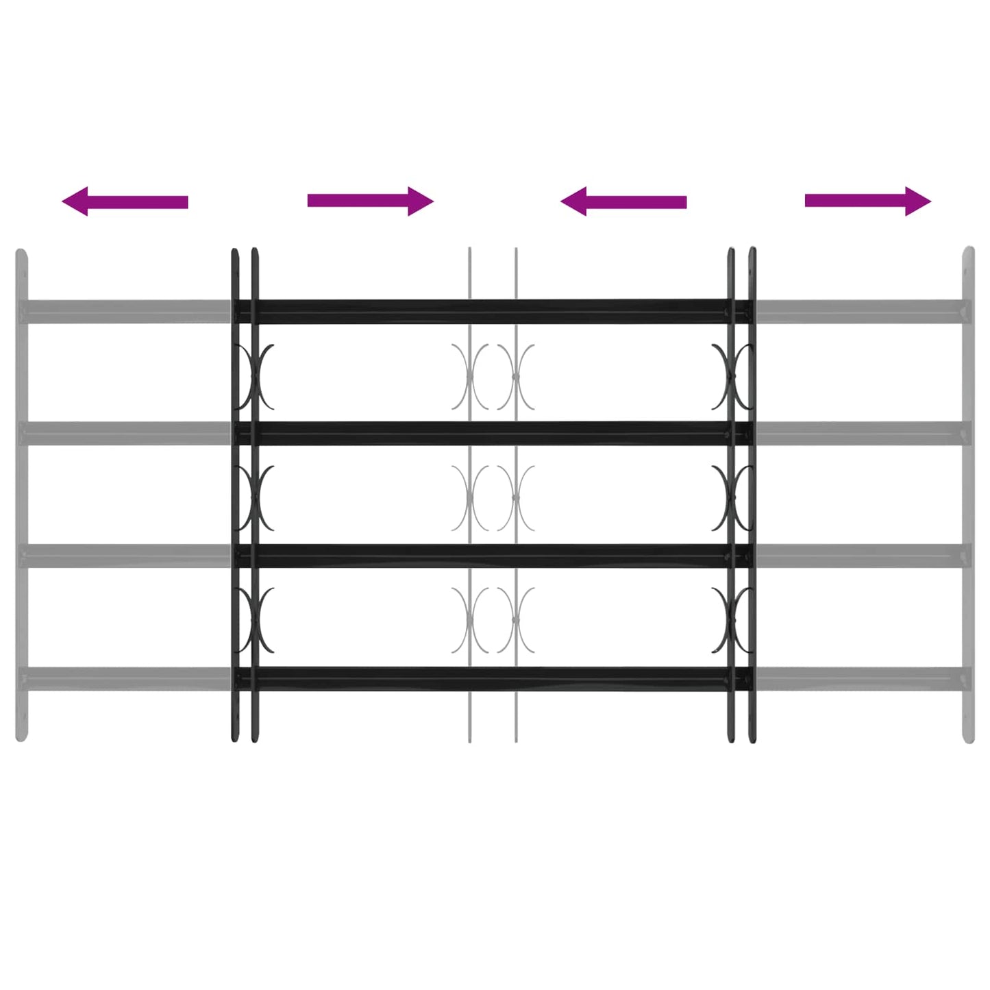 Griglia Finestra Nero 115 x 60 cm Acciaio verniciato a polvere