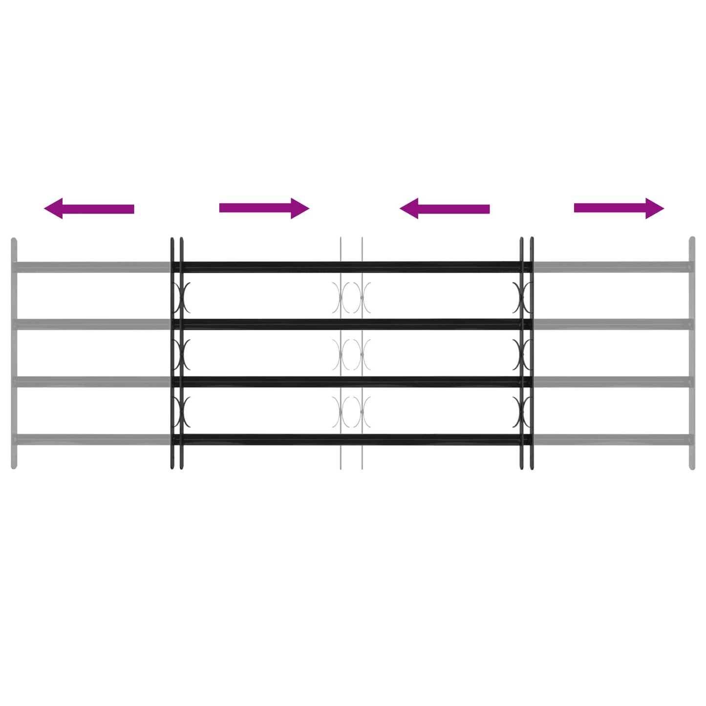 Griglia Finestra Nero 175 x 60 cm Acciaio verniciato a polvere