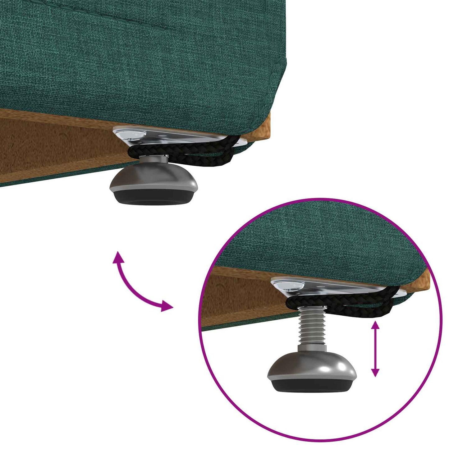 Pouf Verde Scuro 61 x 41 x 40 cm Tessuto e Legno Ingegnerizzato