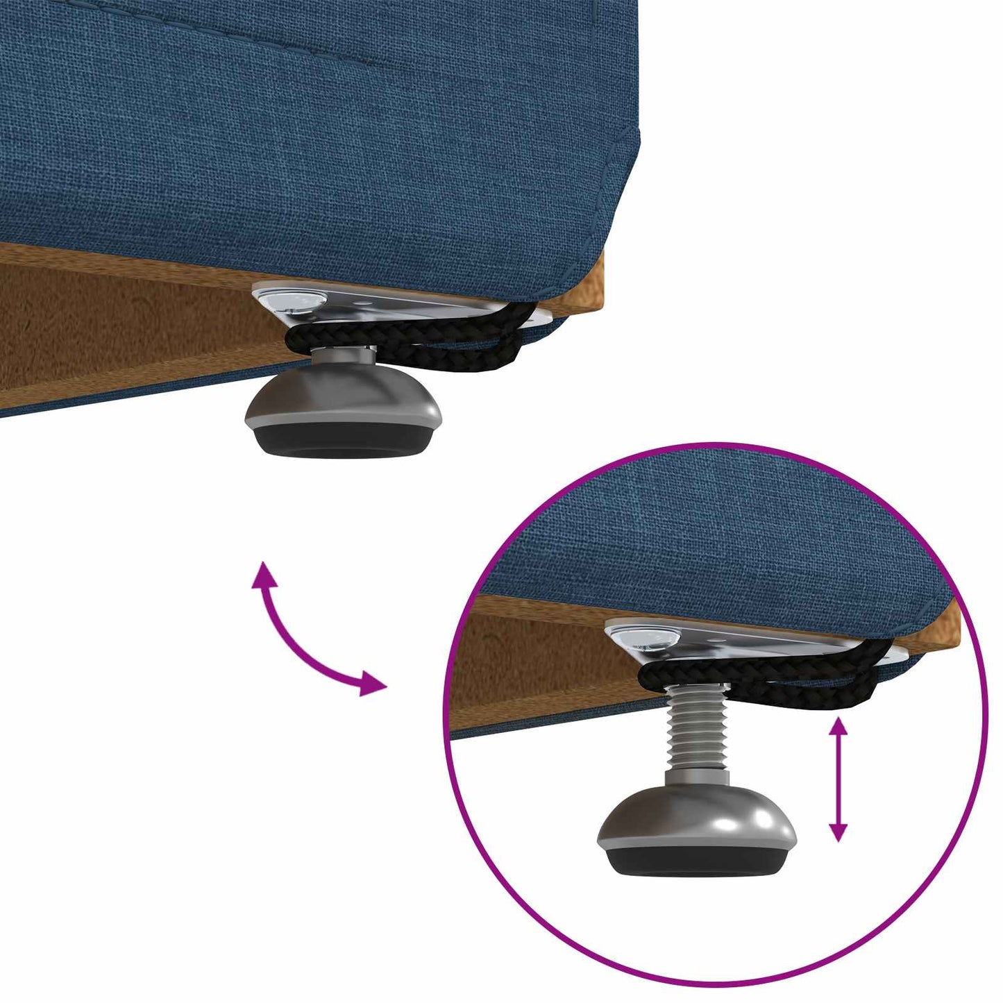 Pouf Blu 61 x 41 x 40 cm Tessuto e Legno Ingegnerizzato