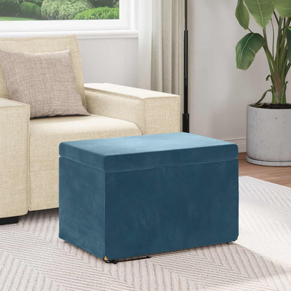 Pouf Blu 61 x 41 x 40 cm Velluto e Legno Ingegnerizzato