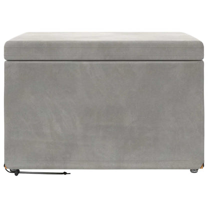 Pouf Grigio chiaro Velluto e Legno Ingegnerizzato