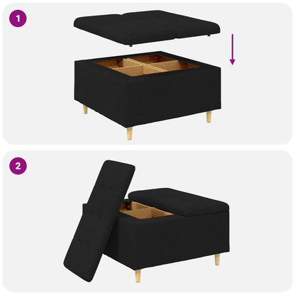 Pouf contenitore con cuscino Nero 80 x 80 x 45 cm Tessuto - homemem39
