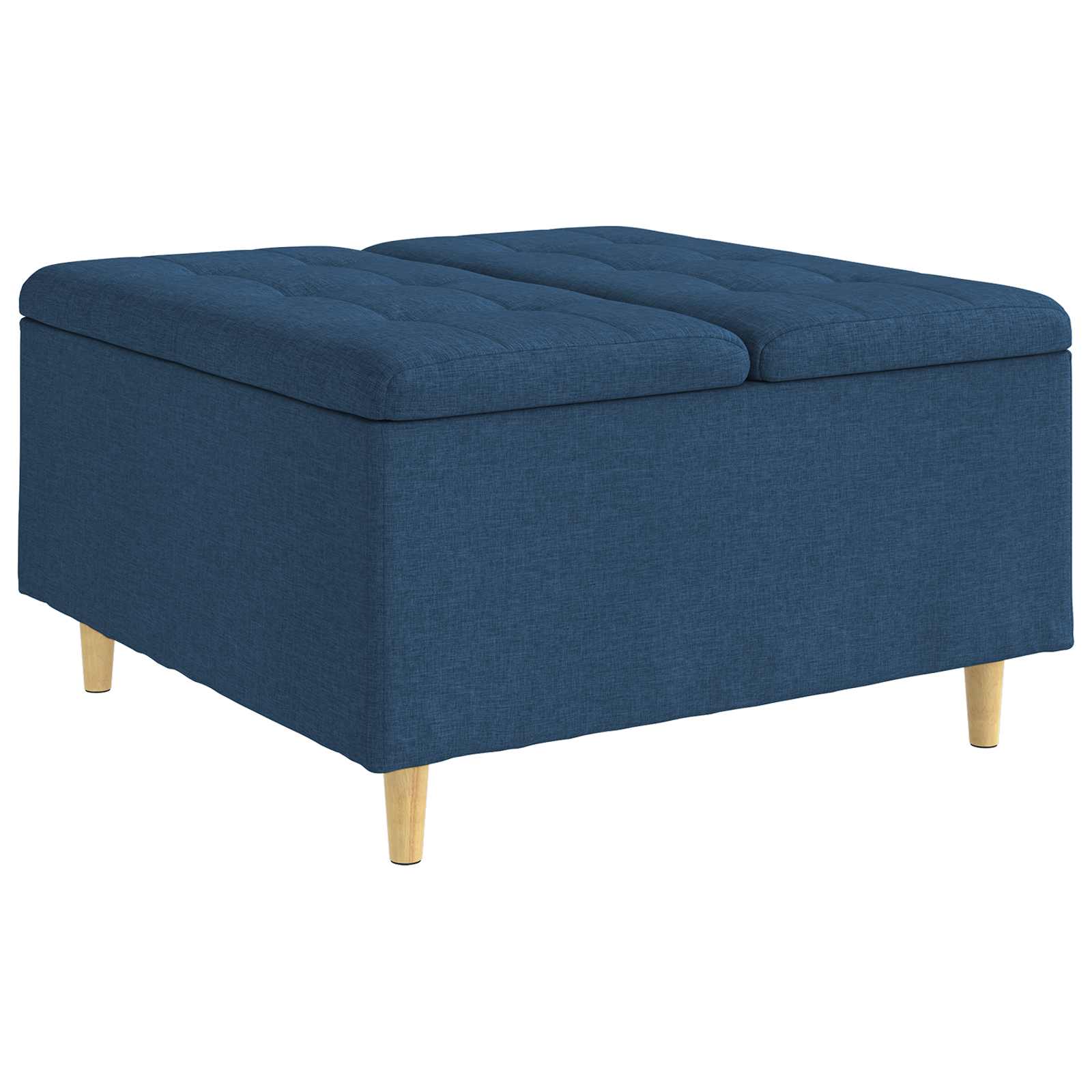 Pouf contenitore con cuscino Blu 80 x 80 x 45 cm Tessuto | homemem39
