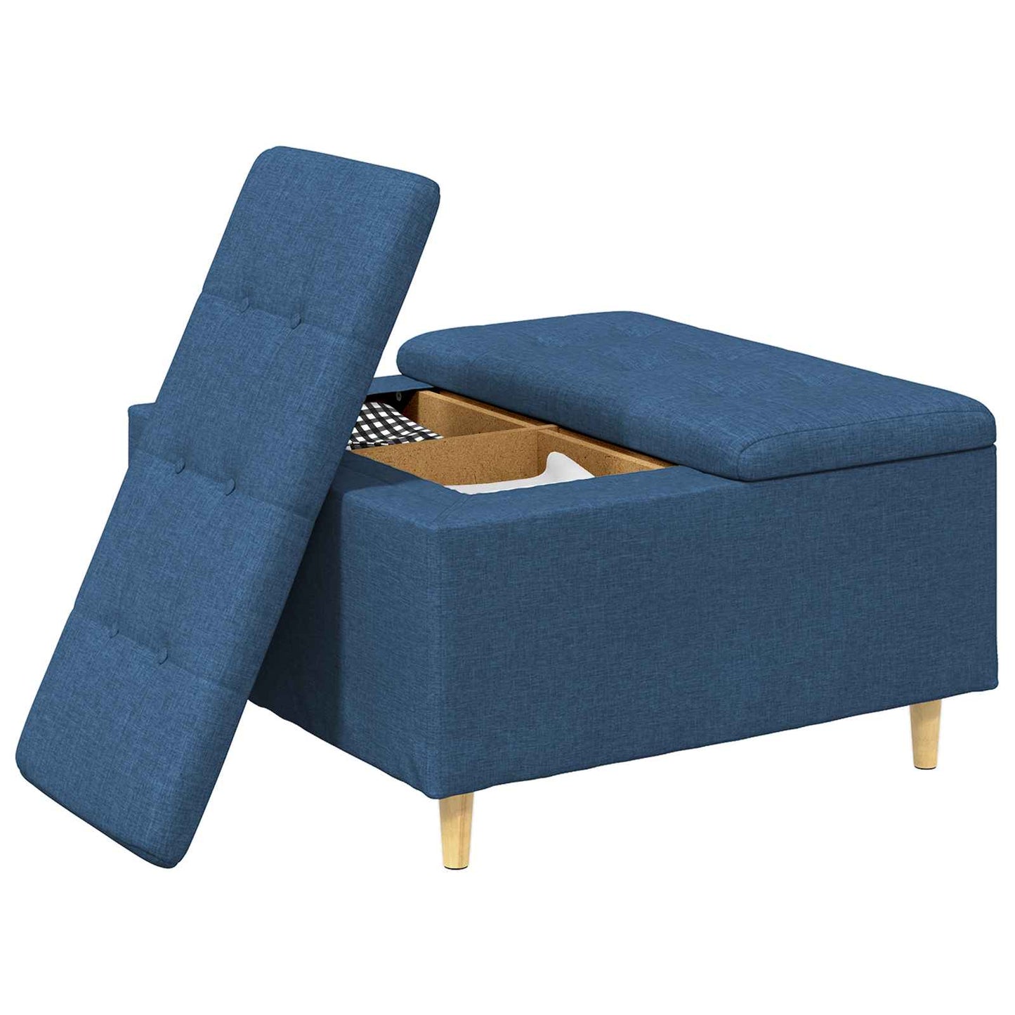 Pouf contenitore con cuscino Blu 80 x 80 x 45 cm Tessuto | homemem39