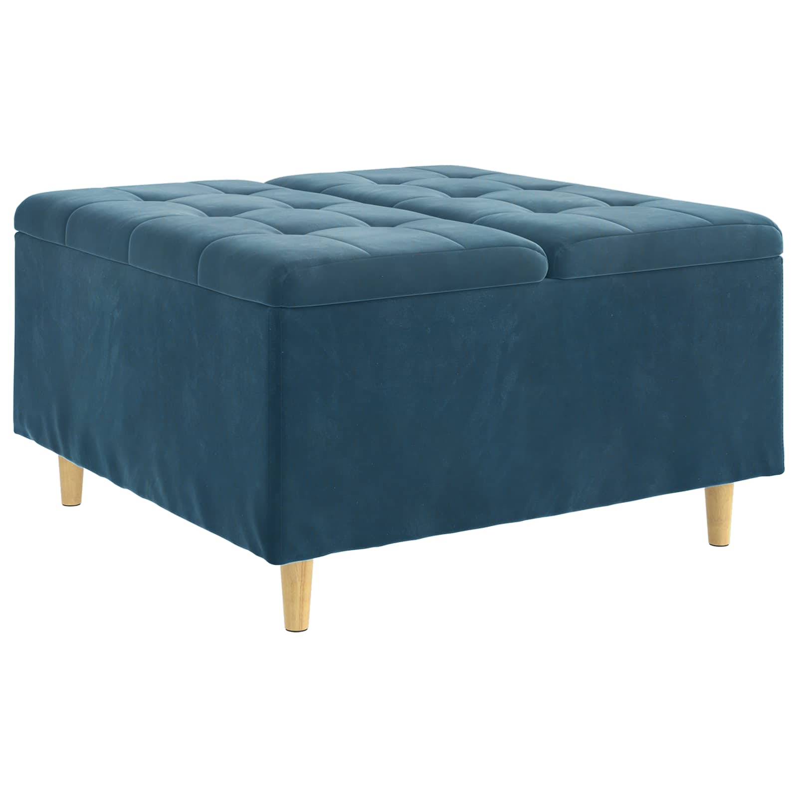Pouf contenitore con cuscino Blu 80 x 80 x 45 cm Velluto | homemem39
