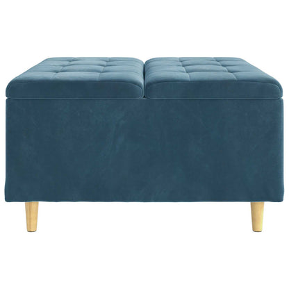 Pouf contenitore con cuscino Blu 80 x 80 x 45 cm Velluto | homemem39