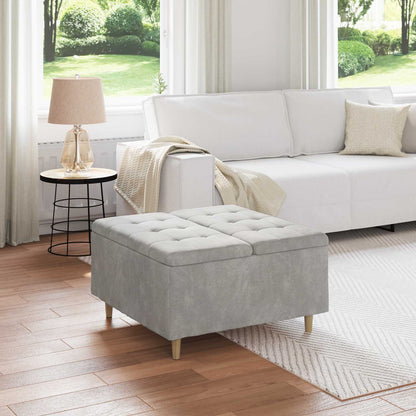 Pouf contenitore Grigio chiaro 80 x 80 x 45 cm Velluto