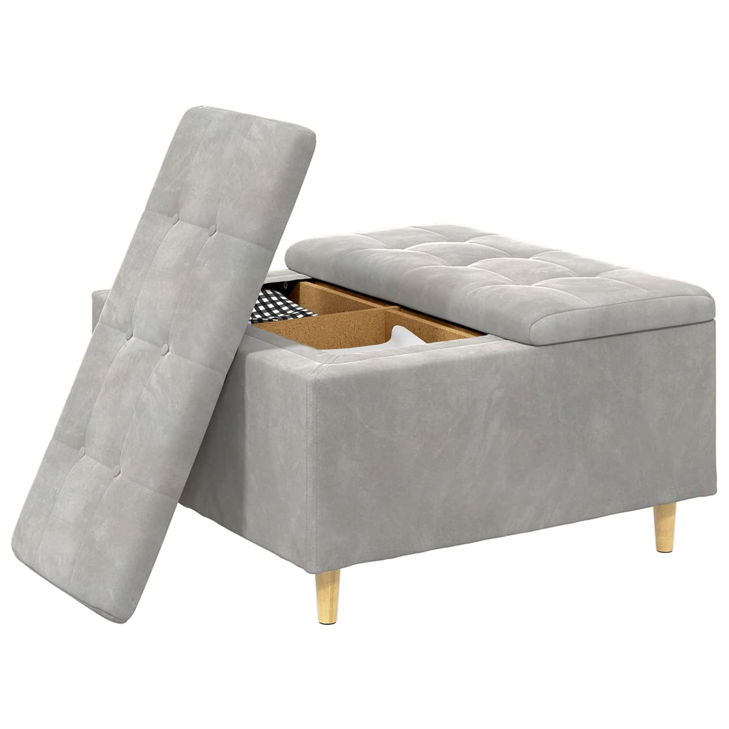 Pouf contenitore Grigio chiaro 80 x 80 x 45 cm Velluto