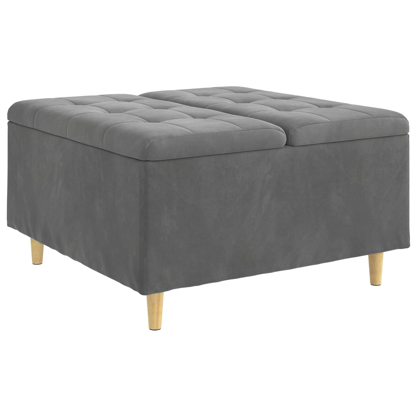 Pouf contenitore Grigio scuro 80 x 80 x 45 cm Velluto | homemem39
