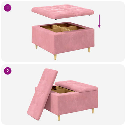 Pouf contenitore con cuscino Rosa 80 x 80 x 45 cm Velluto | homemem39