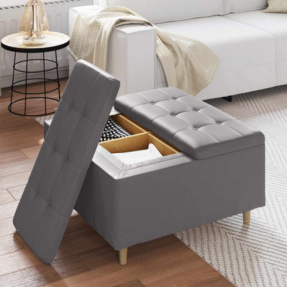Pouf contenitore Grigio 80 x 80 x 45 cm Pelle sintetica